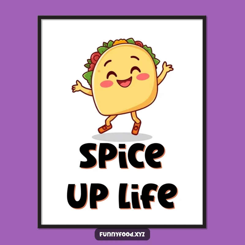 Funny Salsa Dancing Taco Poster, Hilarious Wall Art for Kitchens
