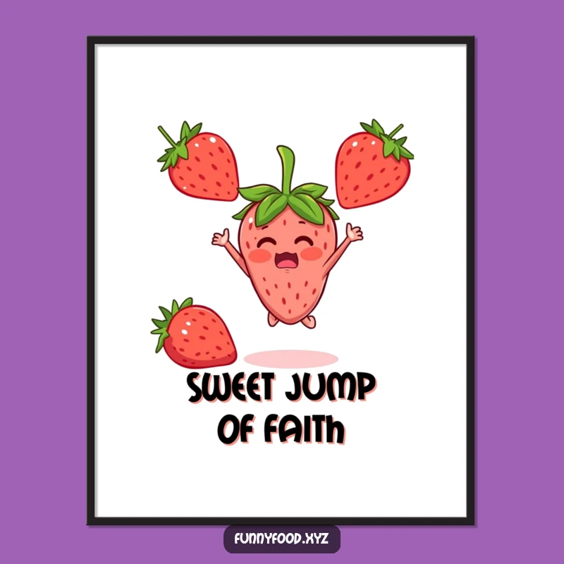 Funny Strawberry Jumper Poster: Whimsical Fruit Art for a Joyful Space