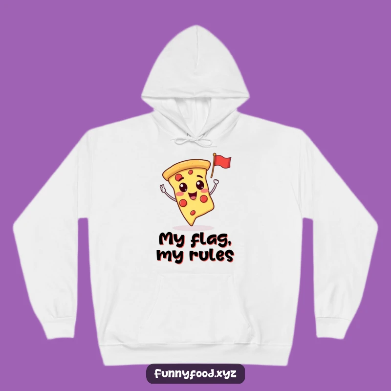 Cozy Funny Pizza Slice Waving Flag Hoodie: Warm and Hilarious Italian Food Gift
