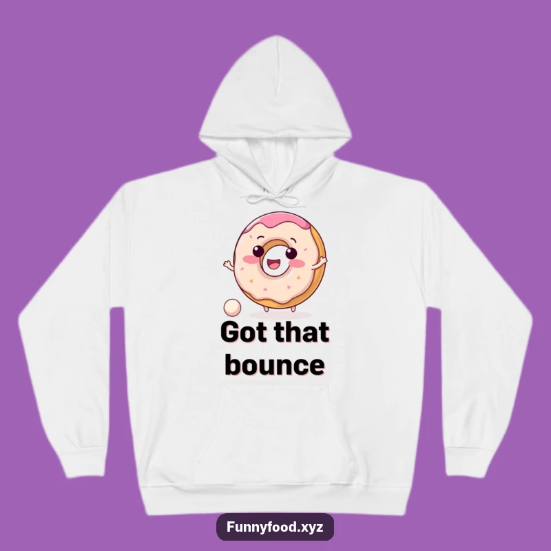 Cozy Funny Donut Hoodie: Delightful Character Bouncing Ball Comfort