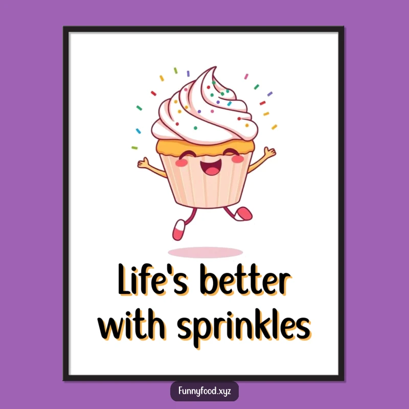Free Printable Cupcake Wall Art: Funny Skipping Sprinkles, Downloadable Art for a Sweet Space!