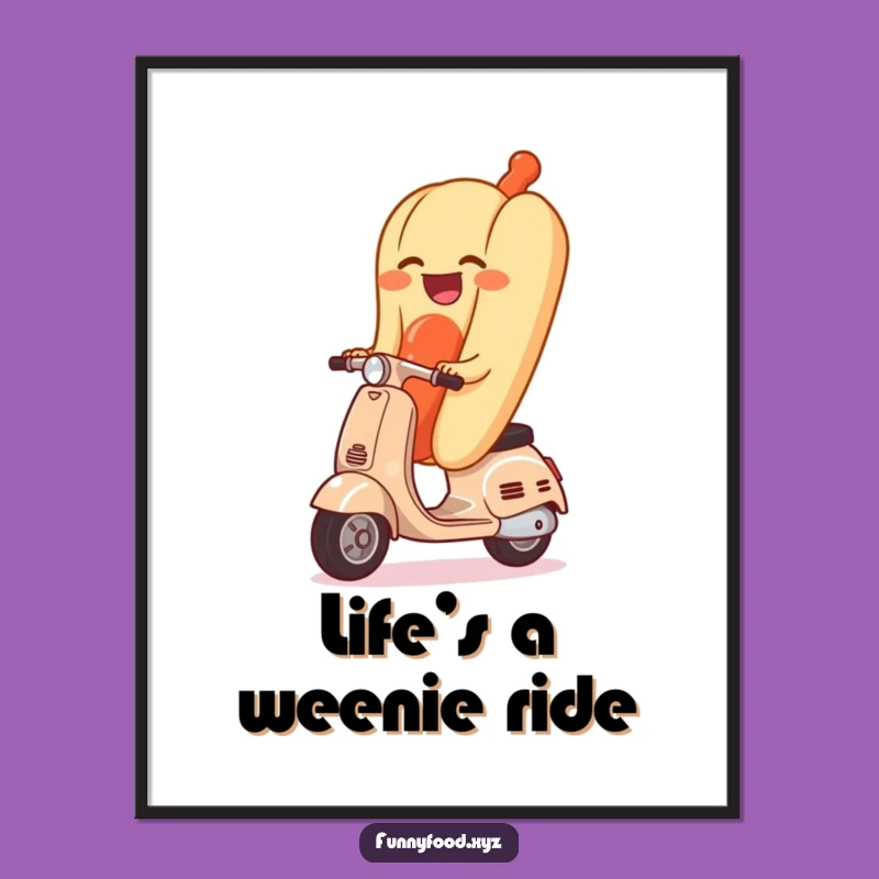 Free Printable Hot Dog Scooter Wall Art - Funny Downloadable Decor Gift