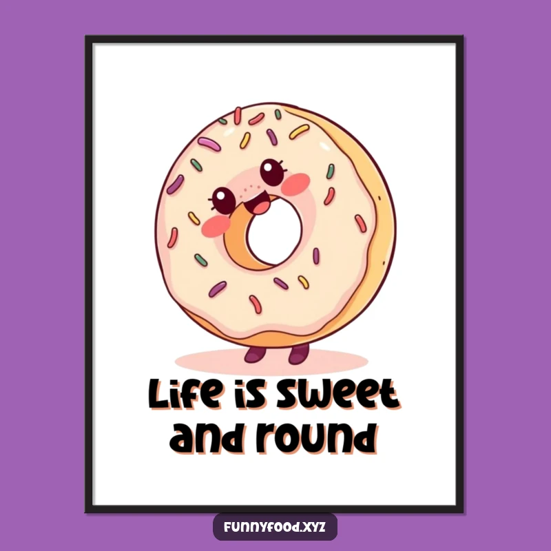 Free Printable Wall Art: Funny Donut Cartwheel Downloadable Decor