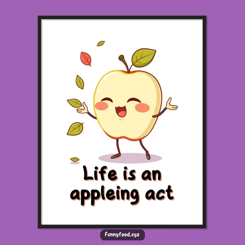 Free Printable Wall Art: Winking Apple Juggler - Funny Downloadable Decor!