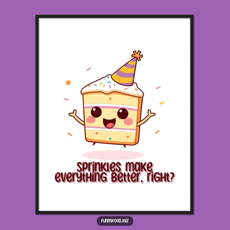 Funny Free Printable Wall Art: Bouncing Cake Party Hat Downloadable Decor