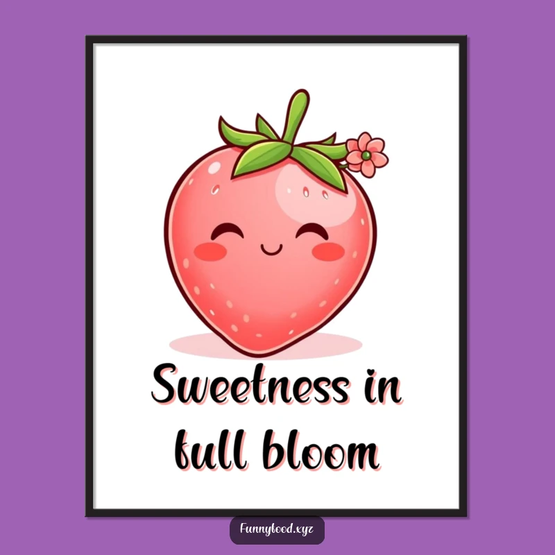 Hilarious Free Printable Wall Art: Shy Strawberry Flower - Funny DIY Decor - Downloadable
