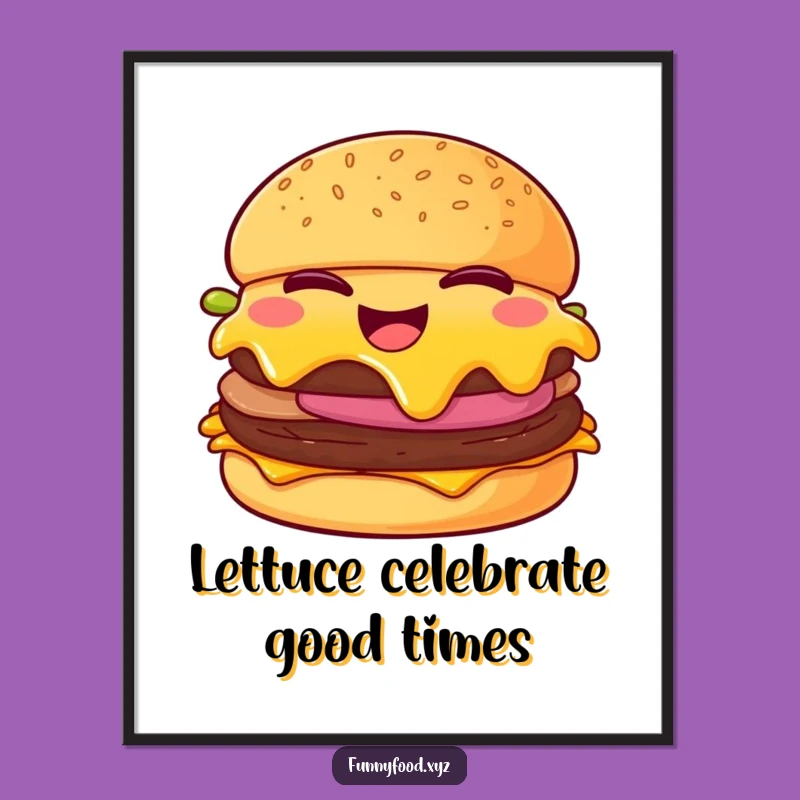 Free Printable Wall Art: Funny Winking Burger Poster, Hilarious Downloadable Art for Kitchen