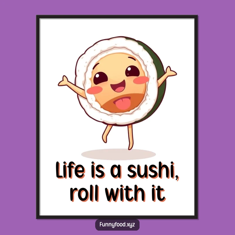 Free Printable Sushi Cartwheel Art: Funny Downloadable Poster for Kitchen Decor