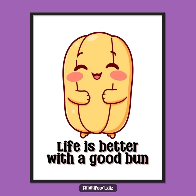 Funny Free Printable Wall Art: Hugging Hot Dog Bun, Cheerful Downloadable Decor!