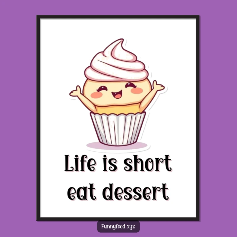 Free Printable Wall Art: Giggling Cupcake Bow Funny Downloadable Decor for Your Kitchen