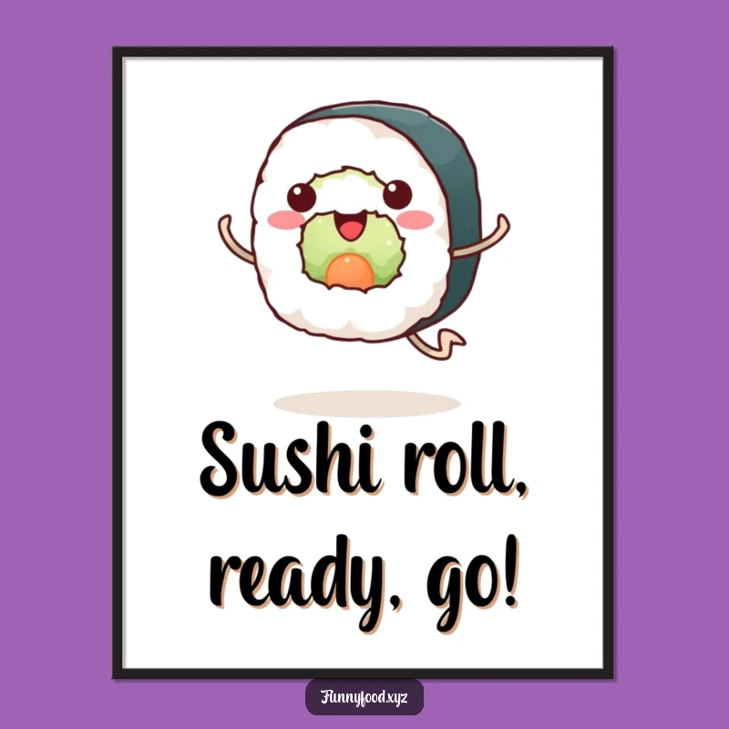 Funny Free Printable Wall Art: Running Sushi Decor Download