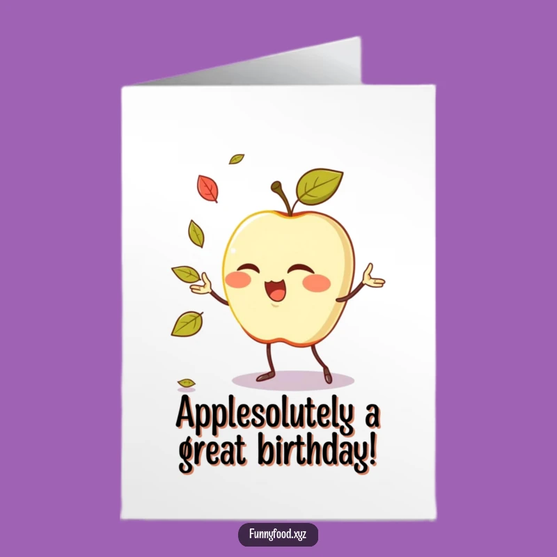 Free Printable Funny Apple Juggling Birthday Card - Hilarious Downloadable Greeting!