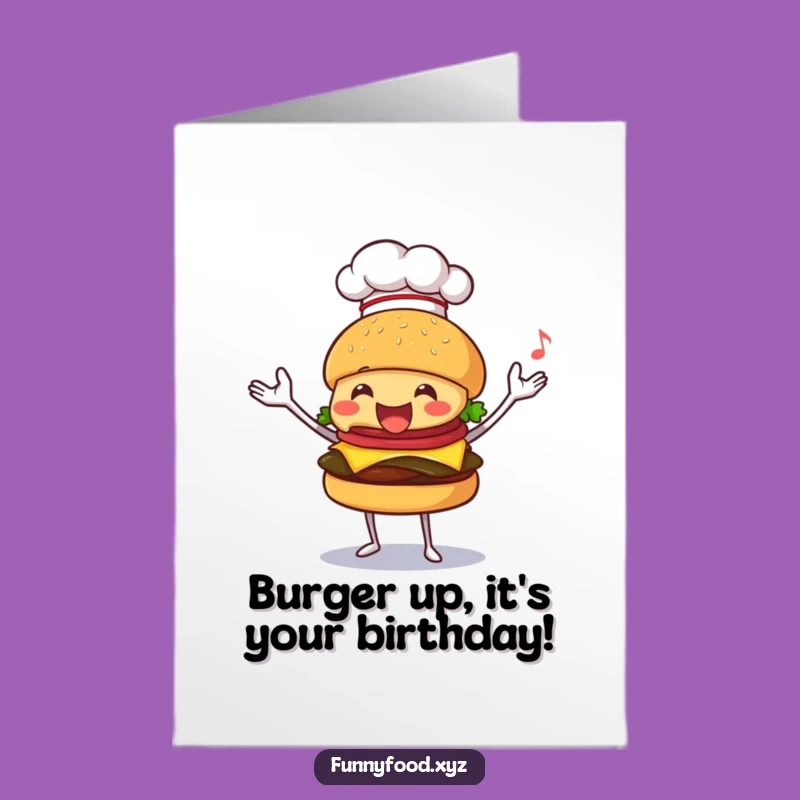 Free Printable Birthday Card: Juggling Burger Chef - Funny Downloadable Gift!