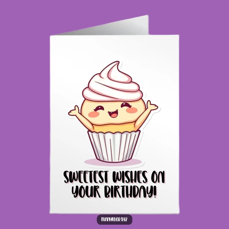 Free Printable Birthday Card: Giggling Cupcake Bow Funny Downloadable Gift for Her