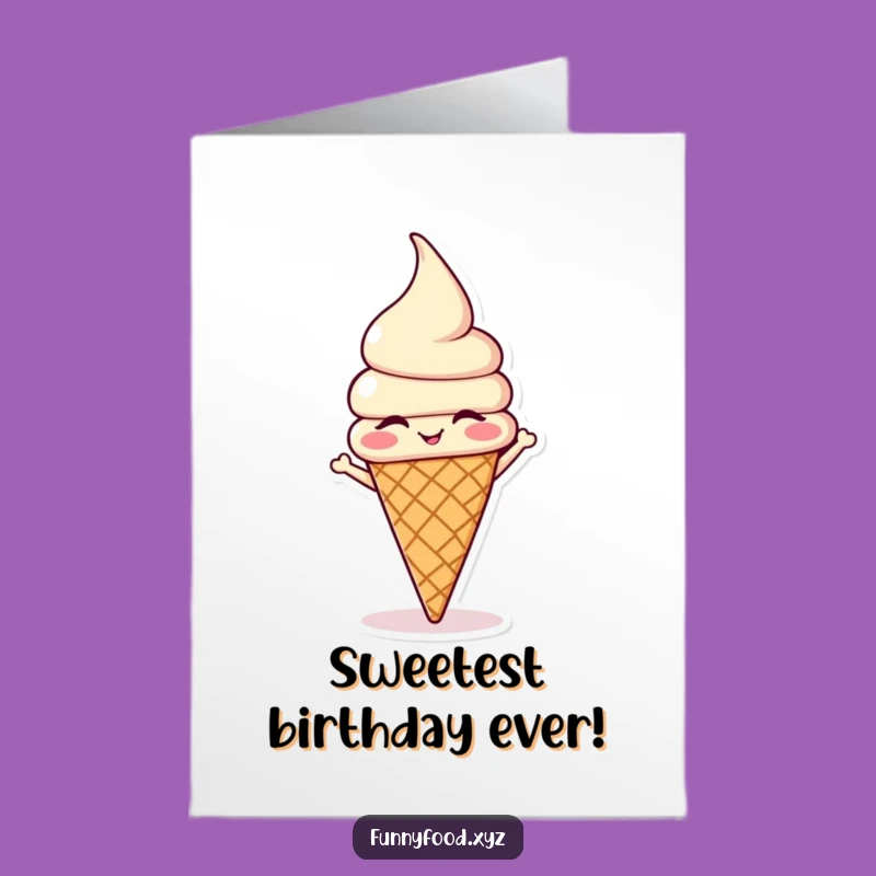Free Printable Funny Birthday Card: Ice Cream Headstand Downloadable Gift