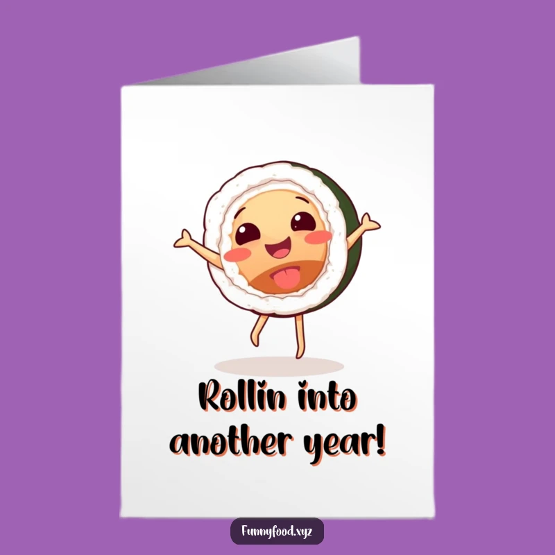 Free Printable Sushi Cartwheel Birthday Card: Funny Downloadable Gift for Foodies