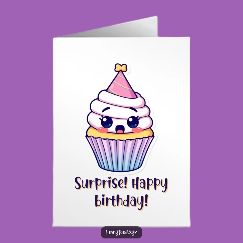 Free Printable Birthday Card: Surprised Cupcake Party Humor, Funny Downloadable Gift
