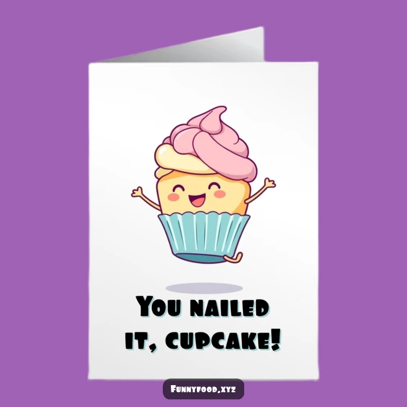 Free Printable Funny Cupcake Congrats Card: Cartwheeling to Celebrate Downloadable Gift