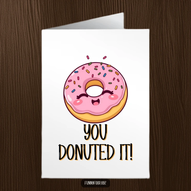 Hilarious free printable congratulations card with a winking donut showering sprinkles, perfect for celebrating achievements.