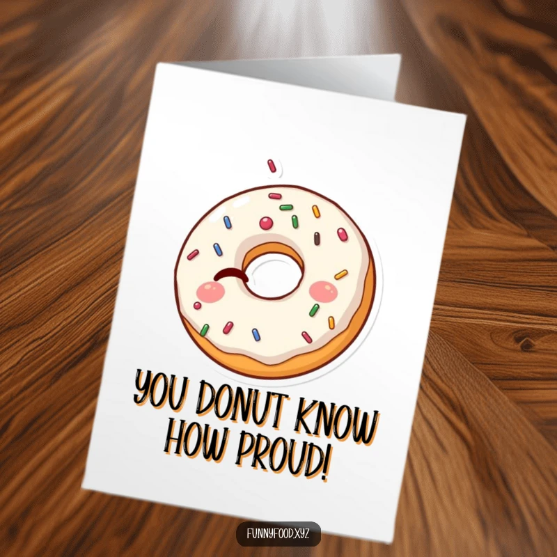 Funny Free Printable Congratulations Card: A winking donut character with sprinkles popping out, celebrating success with flair.