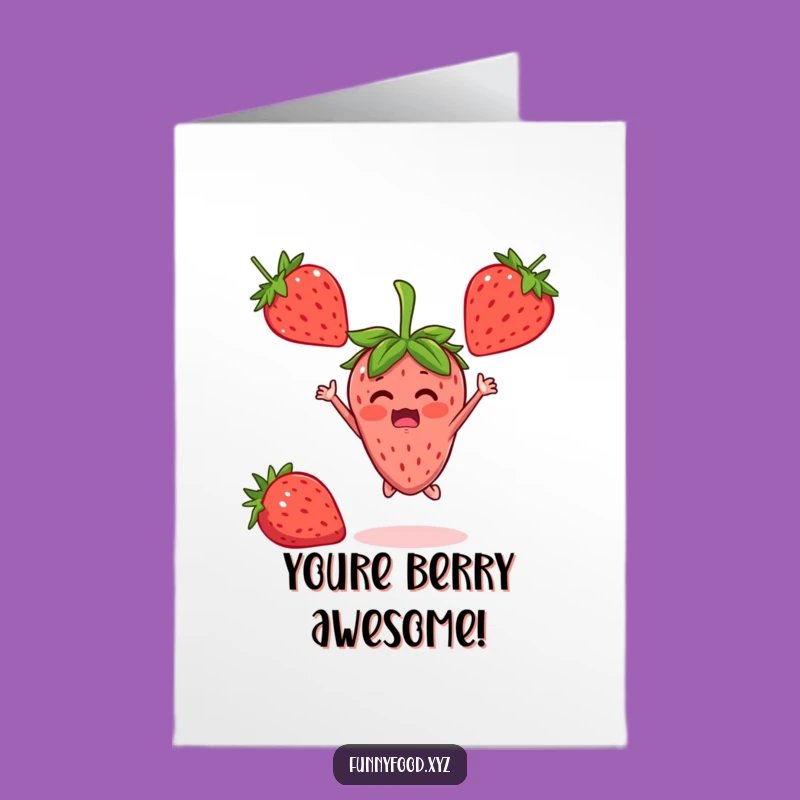 Free Printable Congrats Card: Surprised Strawberry - Downloadable Delighted Gift