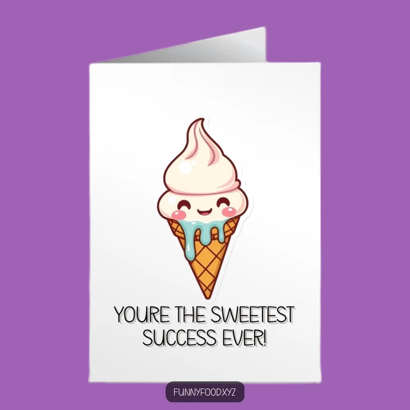 Free Printable Congratulations Ice Cream Card: Funny Melting Dessert Downloadable Greeting