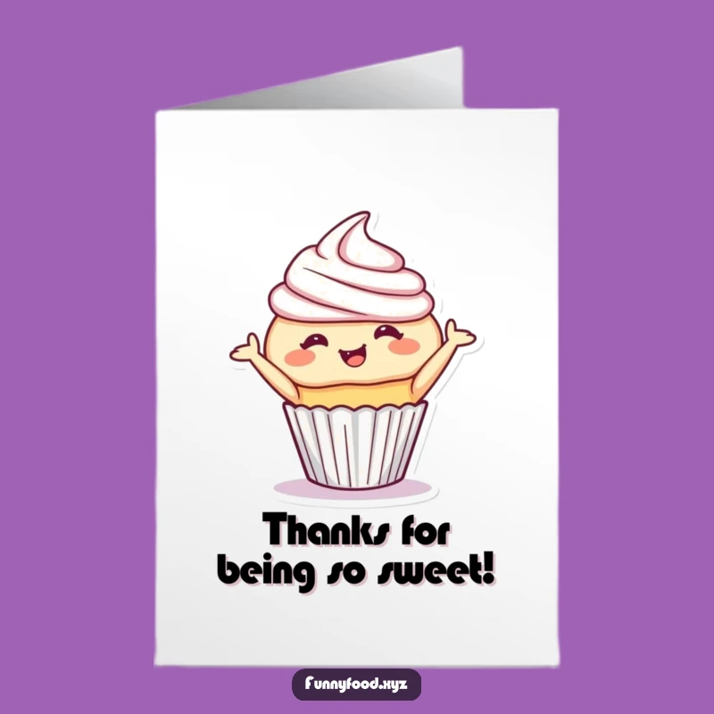 Free Printable Thank You Card: Giggling Cupcake Bow Funny Downloadable Gift for Appreciation