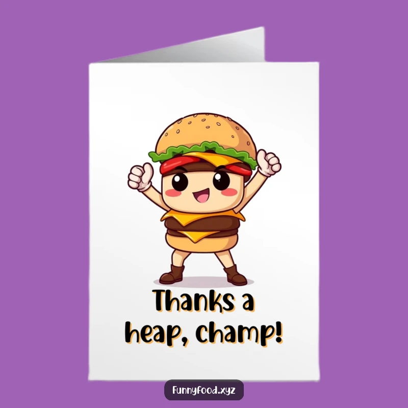 Free Printable Thank You Card: Hero Burger Humor Downloadable Gift