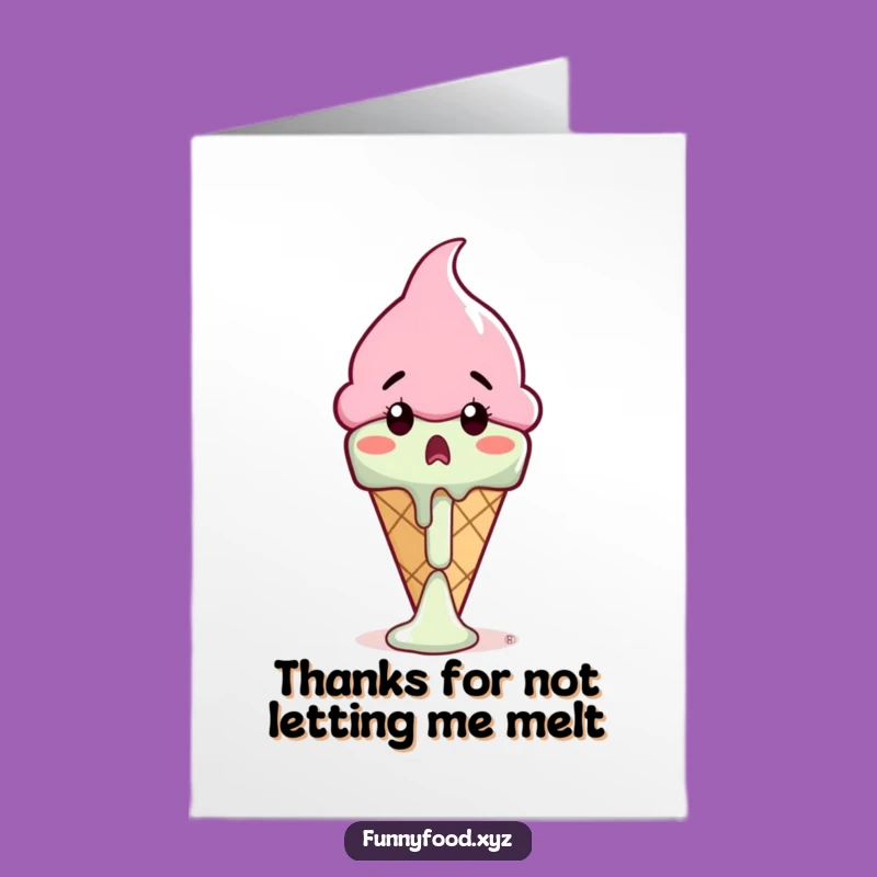 Free Printable Thank You Card: Melting Ice Cream Cone, Funny Downloadable Note!