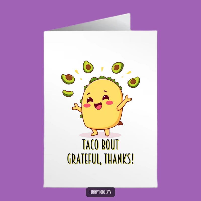 Free Printable Thank You Card: Taco Avocado Gratitude Downloadable Gift for Thanks