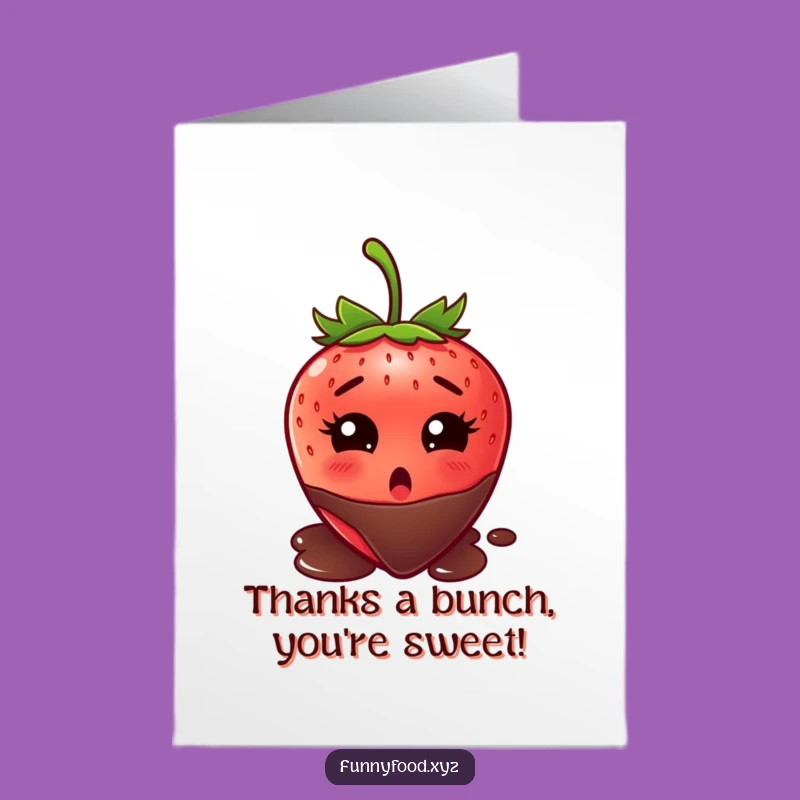 Free Printable Thank You Card: Surprised Strawberry Chocolate Dip Funny Downloadable Gift