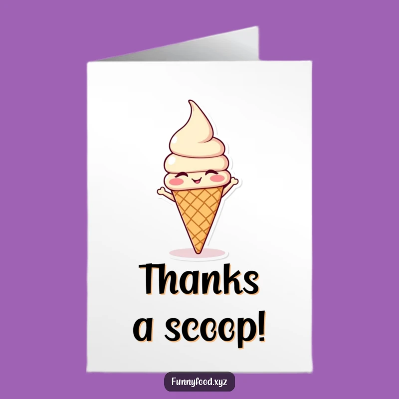 Free Printable Thank You Card: Ice Cream Headstand Humor Downloadable Gift
