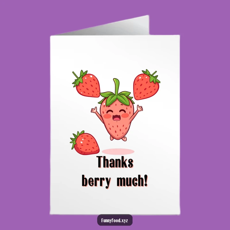 Free Printable Thank You Card: Surprised Strawberry - Downloadable Grateful Gift