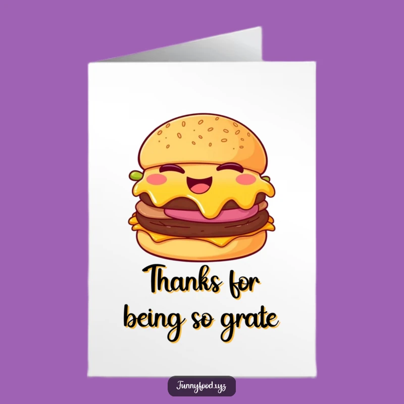 Free Printable Thank You Card: Humorous Winking Burger, Great Downloadable Gift for Thanks