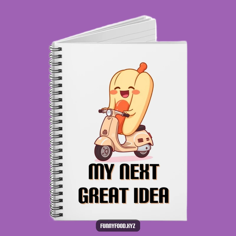 Funny Giggling Hot Dog Scooter Notebook - Jot Down Fun Ideas Hilariously