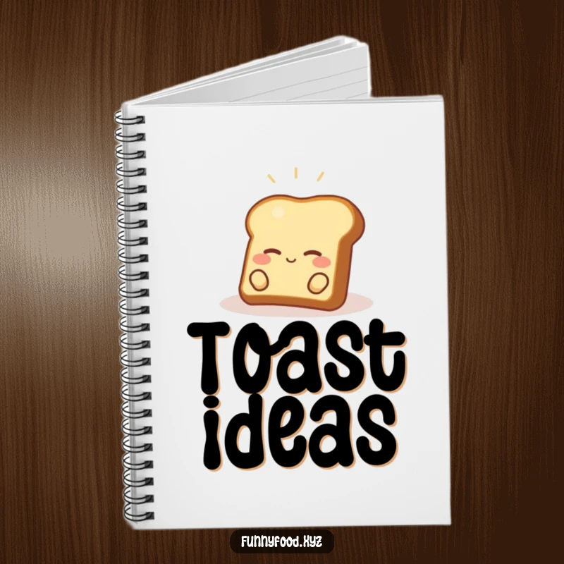 Funny toast notebook featuring a content piece of toast relaxing in a sunbeam, great for writing and organizing thoughts.