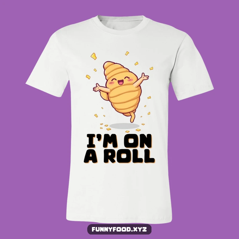 Funny Croissant Cartwheel T-Shirt: Flaky Fun Fashion