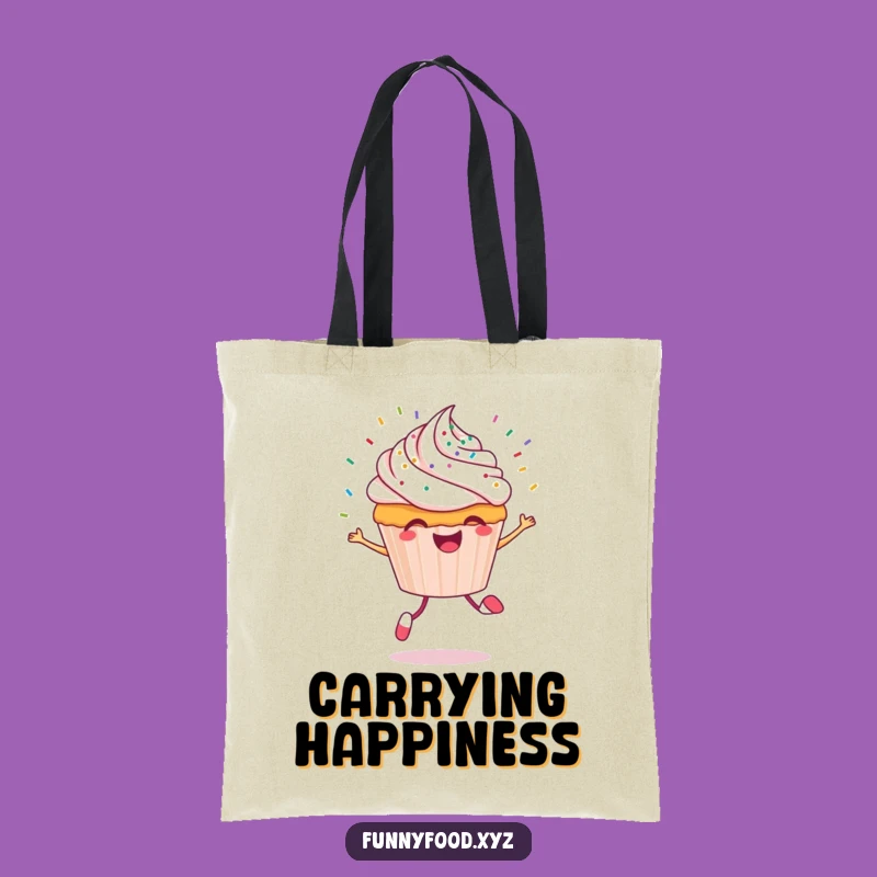 Funny Cupcake Tote Bag: Cheerful Sprinkles and Skipping Style Accessory