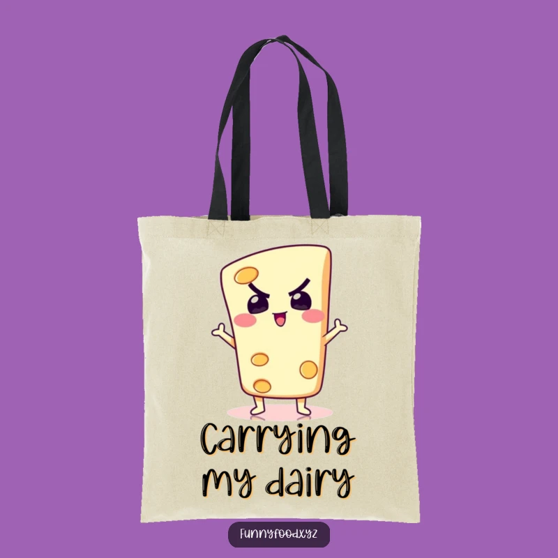 Funny Cheese Pose Tote Bag: Carry Your Cheese Spirit! Silly Dairy Bag, Unique Funny Gift!