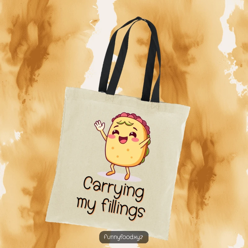 Cheerful anthropomorphic taco with visible legs, enthusiastically waving and dancing a jig, embodying festive celebration.