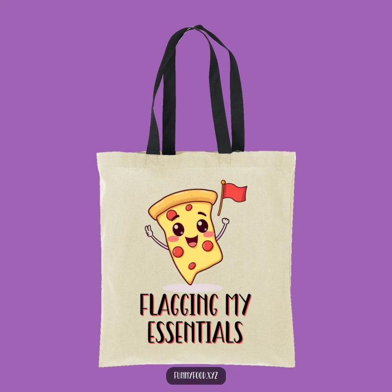 Funny Pizza Slice Waving Flag Tote Bag: Carry Your Essentials with Cheesy Humor