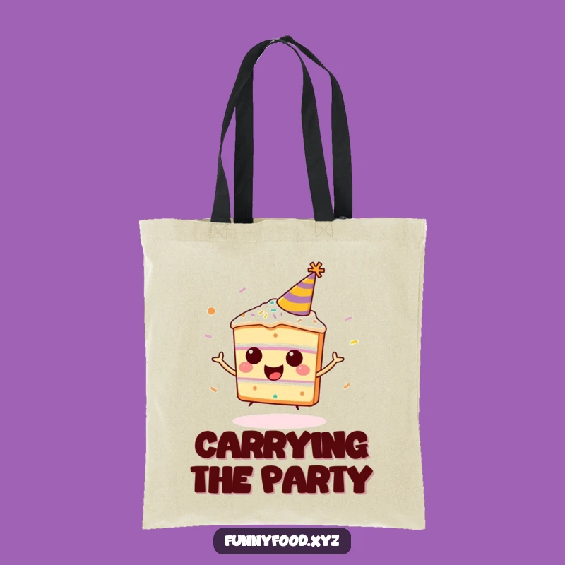 Funny Cake Celebration Tote Bag - Hilarious Accessory for Party Goers