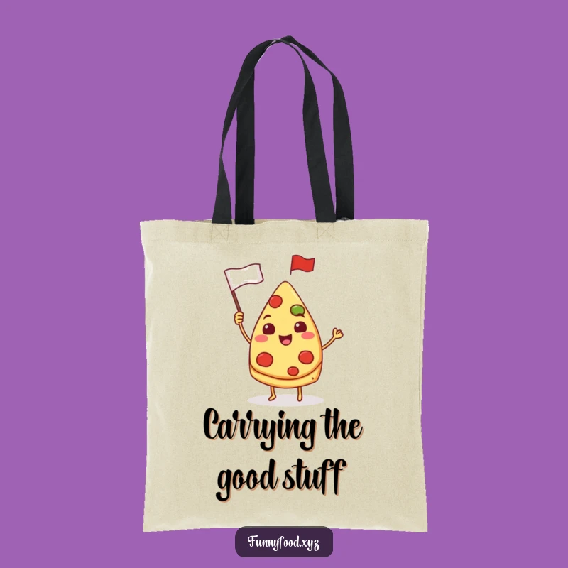 Funny Pizza Tote Bag: Waving Flag Slice Accessory, Perfect Funny Gift for Shoppers
