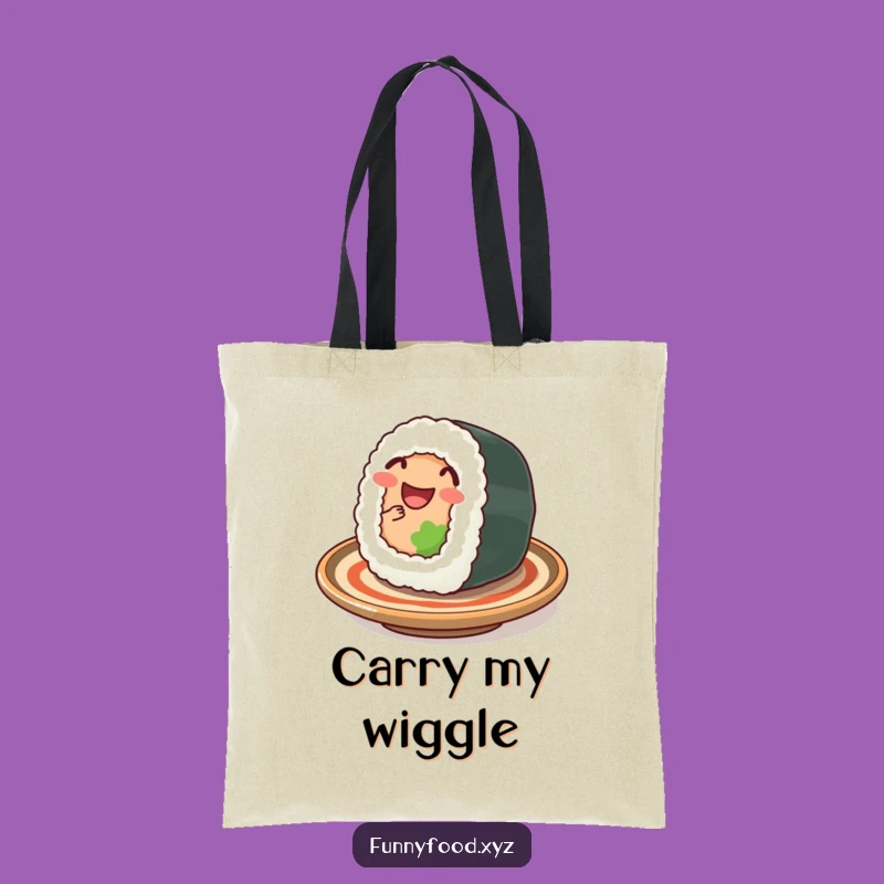 Funny Sushi Wiggle Tote Bag: Cute Food Carry-all, Perfect Humorous Gift