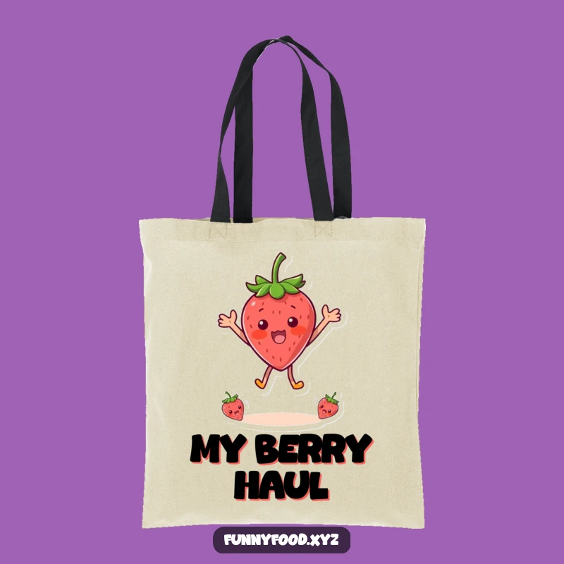 Funny Strawberry Surprise Tote Bag - Joyful Jumping Fruit Carry-All, Perfect Funny Gift